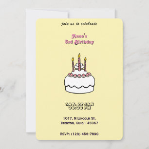 Invitation Gâteau d'anniversaire Pastel simple avec bougies