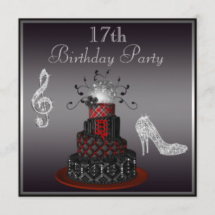 Invitation Gâteau de diva de disco, 17ème anniversaire de