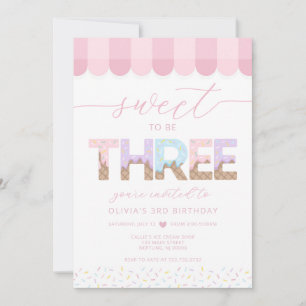 Invitation Gâteau de glace d'anniversaire Sweet to be 3 avec 