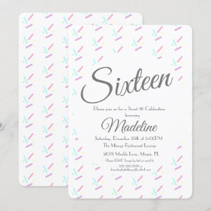 Invitation Gâteau de glace pastel Sprinkles Fête Douce 16 Qui