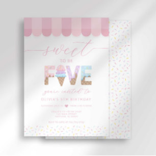 Invitation Gâteau de glace «Sweet to be 5» Anniversaire