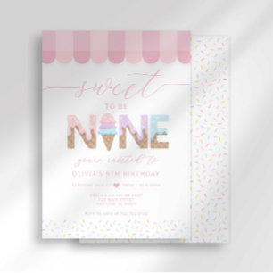 Invitation Gâteau de glace Sweet to be 9 Anniversaire avec de