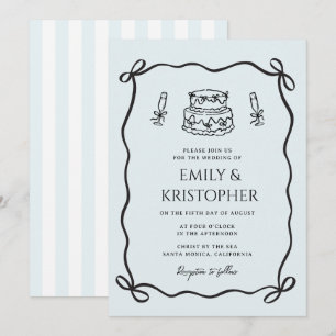 Invitation Gâteau de Mariage à Ruban Coquet