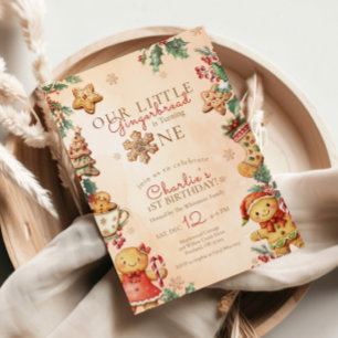 Invitation Gâteau de Noël pour Première Fête d'Anniversaire