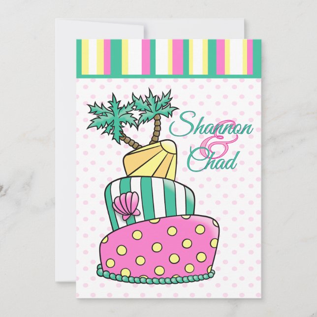 Invitation Gâteau de plage tropical (Devant)