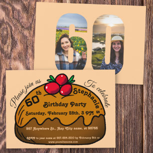 Invitation Gâteau Donut au Chocolat pour les 60 ans de Pêche