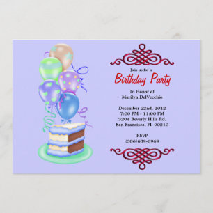 Invitation Gâteau et ballons sucrés et sucrés