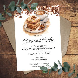 Invitation Gâteau et café 60e anniversaire adulte