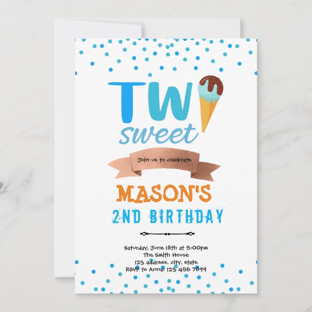 Invitation Gâteau glacé deux garçons sucrés fête (Devant)