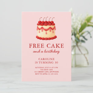 Invitation Gâteau gratuit drôle Anniversaire Adulte Tout âge