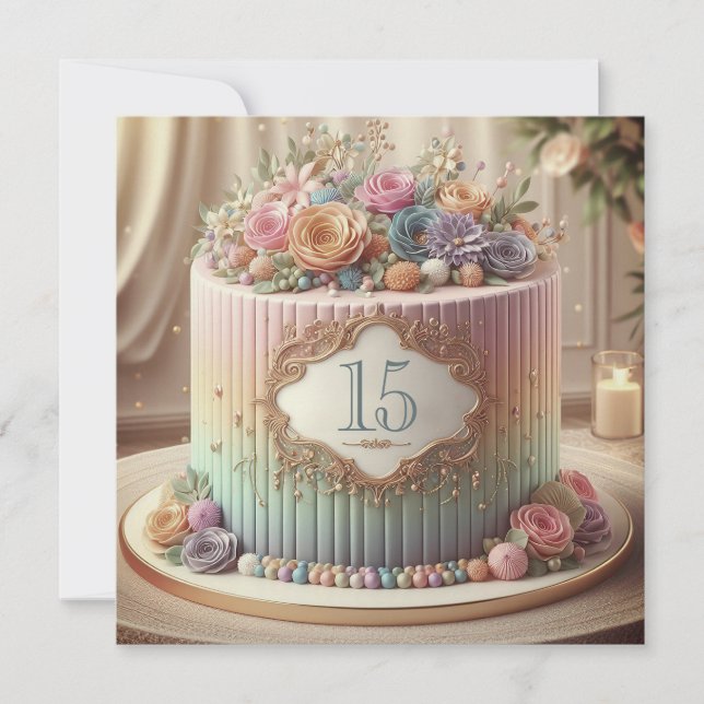 INVITATION GÂTEAU MARIAGE ANNIVERSAIRE COLORÉ ÉDITABLE (Devant)