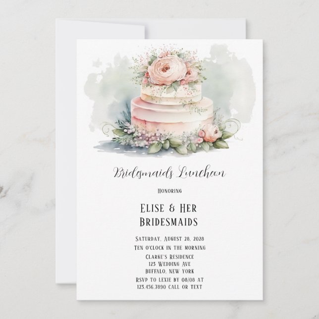 Invitation Gâteau mariage aux fleurs de pivoines Bridesmaids  (Devant)