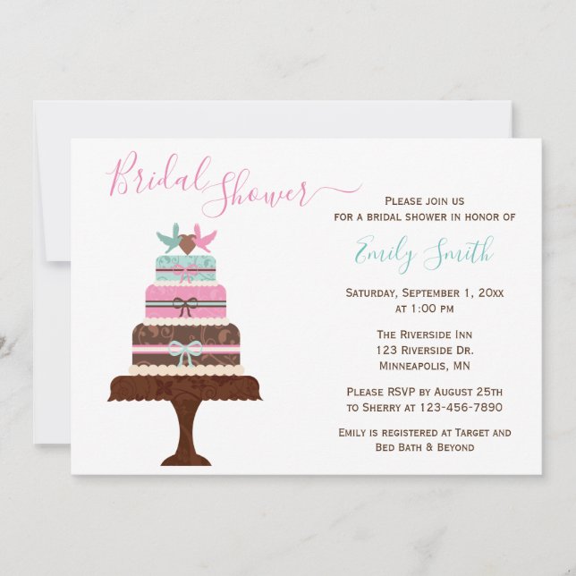 Invitation Gâteau Mariage Inséparable| Fête de l'mariée perso (Devant)