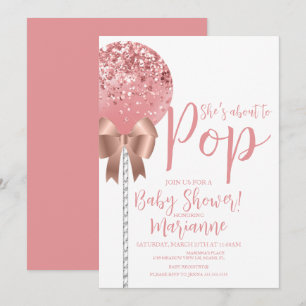 Invitation Gâteau Pop Rose Gold Prêt à éclater Baby Shower