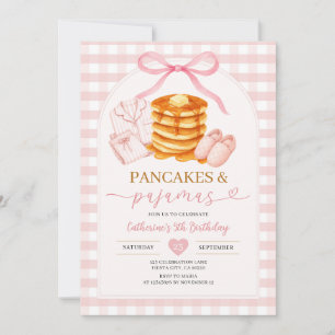 Invitation Gâteau rose et pyjama pour un 4ème anniversaire 