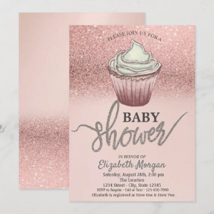 Invitation Gâteau rose gold pailleté