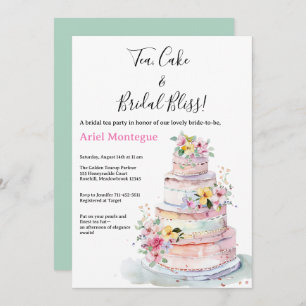 Invitation Gâteau rose pâle Vert Pastel Thé nuptial
