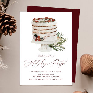 Invitation Gâteau rustique d'hiver Fête de Noël