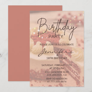Invitation Gâteau simple moderne élégant 58e anniversaire