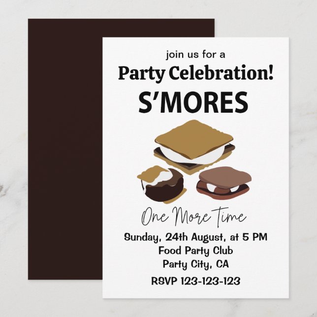 Invitation Gâteau S'mores S'mores encore une fois S'more (Devant / Derrière)