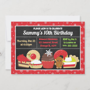 Invitation Gâteaux et biscuits de Noël festifs Anniversaire