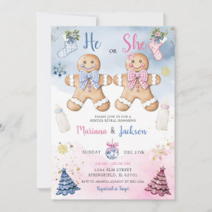 Invitation Gâteaux He ou She Gingerbread Révélation du Sexe