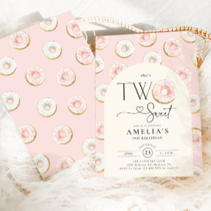 Invitation Gâteaux roses Deux Douceux 2e anniversaire