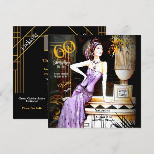 Invitation Gatsby Art Déco 60e fête d'anniversaire