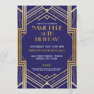 Invitation Gatsby Art déco des années 1920 30 40e fête du 50e