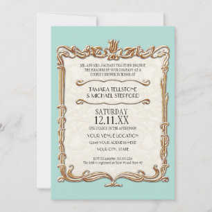 Invitation Gatsby Art Déco Nouveau dentelle Faux Gold Tulip