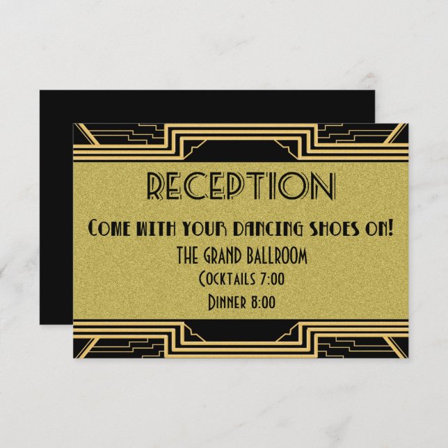 Invitation Gatsby Gold Mariage Suite Détails Réception (Devant / Derrière)