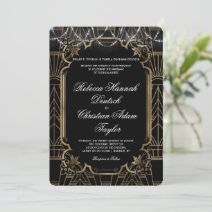Invitation Gatsby Grande Noir Art Déco Mariage Années 1920