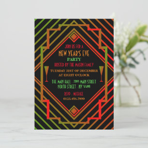 Invitation Gatsby Miami 1920's New Year Party