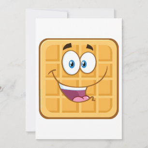 Invitation Gaufre joyeuse Kawaii Nourriture de petit-déjeuner