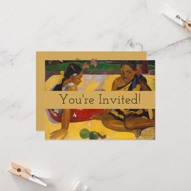 Invitation Gauguin Polynésie Française Tahiti Femmes Peinture (Devant/Arrière en situation)