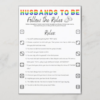 Invitation Gay Bachelor Party Jeu, Suivez les règles