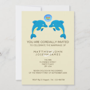 Invitation Gay Dolphin Love Heart Bubble Soirée Réception
