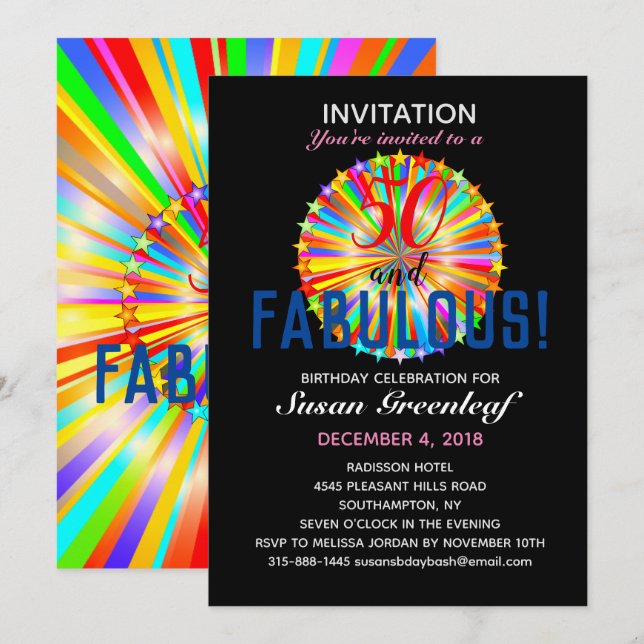 Invitation Gay LGBTQ N'importe quel âge Fabuleux arc-en-ciel  (Devant / Derrière)