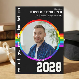 Invitation Gay Student Pride Rainbow Graduation Announcement