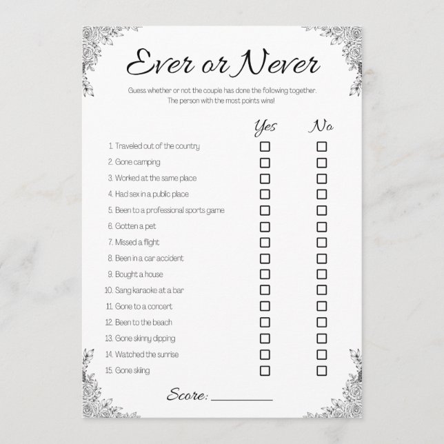 Invitation Gay Wedding shower jeu, jamais ou jamais couple (Devant)