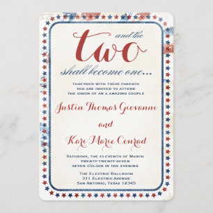 Invitation GC All American Red White Blue Mariage Ivitation