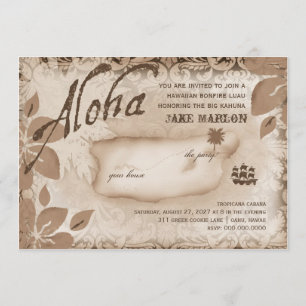 Invitation Gc  Aloha Luau Brown