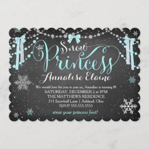 Invitation GC Blue Snow Princess avec rubans Girl Anniversair