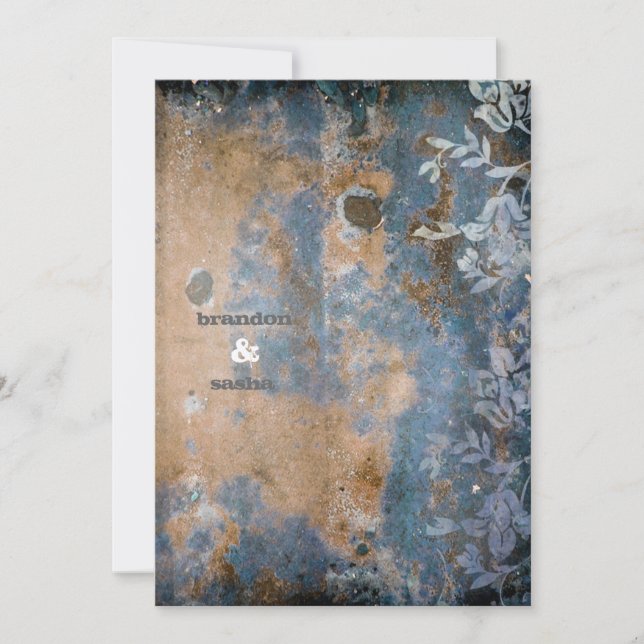 Invitation GC| Lusciquement rustique avec fleur| Métallique d (Devant)