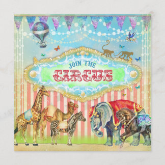 Invitation GC Magical Rejoignez le Cirque Vintage Stripes Gar
