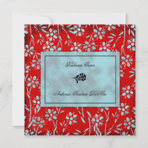 Invitation GC Ruby Red & Turquoise Garden Carré métallurgiqu