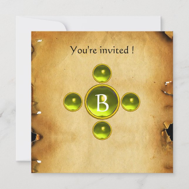 Invitation Gem cross 1ère sainte communion / Christening jaun (Devant)