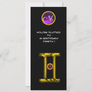 Invitation GEMINI ALEXANDRITE MONOGRAM, améthyste noir clair