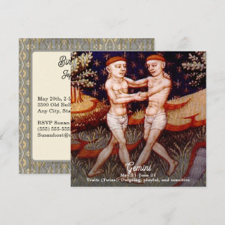 Invitation Gemini Jumeaux Zodiac Signal Anniversaire