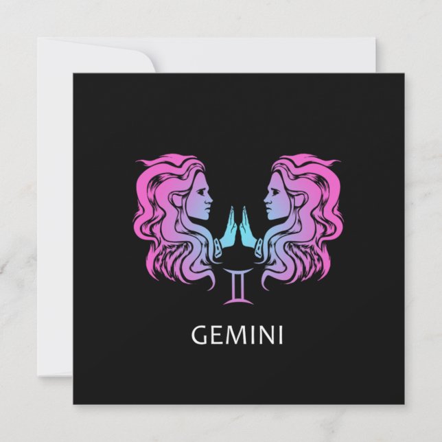 Invitation Gemini Zodiac Signe Les Jumeaux Design Anniversair (Devant)